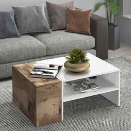 Chandler High Gloss Coffee Table In White And Pereira Maple