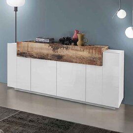 Chandler High Gloss Storage Unit With 2 Doors 1 Flap In White And Pereira
