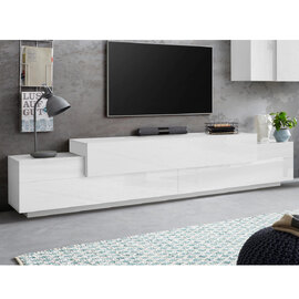 Chandler Large High Gloss TV Stand With 3 Flap Doors In White