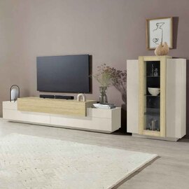 Chandler Wooden Entertainment Unit In Cashmere And Chopin Oak