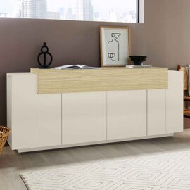 Chandler Wooden Storage Unit With 2 Doors 1 Flap In Cashmere And Chopin Oak