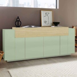 Chandler Wooden Storage Unit With 2 Doors 1 Flap In Sage Green And Chopin Oak