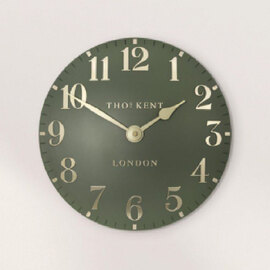 Chantilly Medium Metal Mantel Clock In Lichen Green