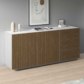Charleston Wooden Sideboard With 2 Doors 3 Drawers In White And Light Oak
