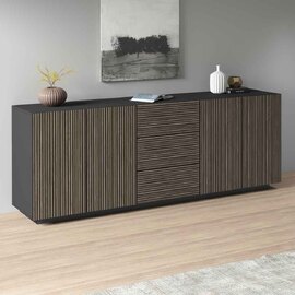 Charleston Wooden Sideboard With 4 Doors 3 Drawers In Anthracite And Dark Oak
