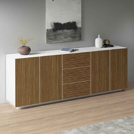 Charleston Wooden Sideboard With 4 Doors 3 Drawers In White And Light Oak