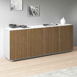 Charleston Wooden Sideboard With 4 Doors In White And Light Oak
