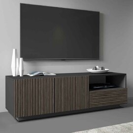 Charleston Wooden TV Stand With 2 Doors 1 Drawer In Anthracite And Dark Oak