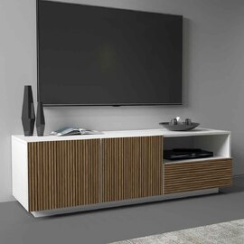 Charleston Wooden TV Stand With 2 Doors 1 Drawer In White And Light Oak