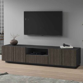 Charleston Wooden TV Stand With 4 Doors 1 Drawer In Anthracite And Dark Oak