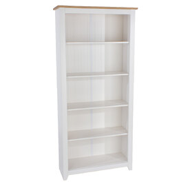 Chatfield Wooden Bookcase With 5 Shelves In White And Oak