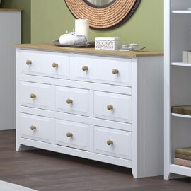 Chatfield Wooden Chest Of 8 Drawers In White And Oak