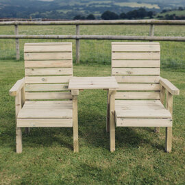 Chatham Wooden Garden Straight Love Seats In Natural