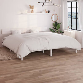 Chavez Solid Pinewood Super King Size Bed In White