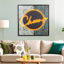 Cheam Canvas Cheers LED Wall Art In Multicoloured
