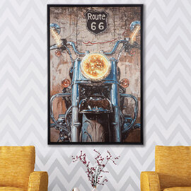 Cheam Canvas Motorcycle LED Wall Art In Multicoloured