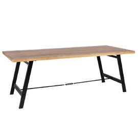 Cheney Large Wooden Dining Table With Black Metal Legs In Oak