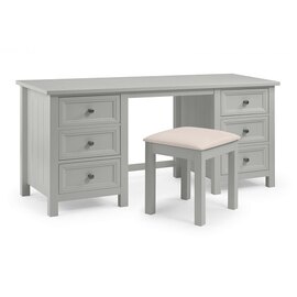 Madge Dressing Table And Stool In Dove Grey Lacquer
