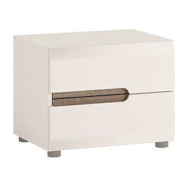 Cheya High Gloss Bedside Cabinet In White Truffle Oak