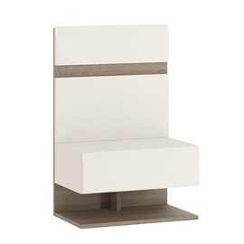 Cheya High Gloss Bedside Cabinet With 1 Shelf In White Truffle Oak