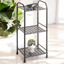 Chickasaw Metal Side Table With 3 Shelves In Anthracite