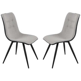 Chieti Grey Fabric Dining Chairs With Grey Legs In Pair