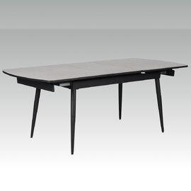 Chieti Grey Ceramic Top Extending Dining Table With Black Legs