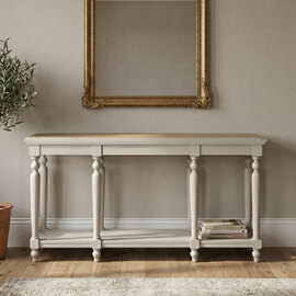 Chilton Large Wooden Console Table in Grey And Natural