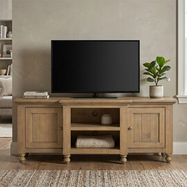 Chilton Large Wooden TV Stand with 2 Doors in Natural