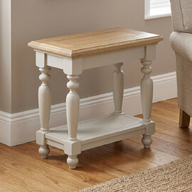 Chilton Rectangular Wooden Side Table in Grey And Natural