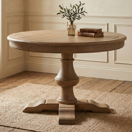 Chilton Round Wooden Dining Table in Rustic