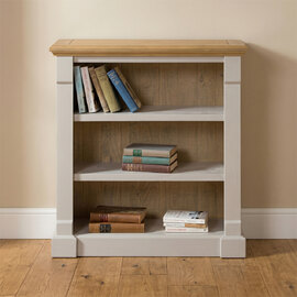 Chilton Wooden Bookcase with 3 Shelves in Grey and Natural