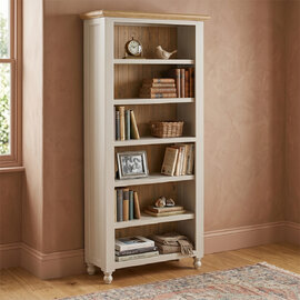 Chilton Wooden Bookcase with 6 Shelves in Grey and Natural