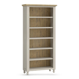 Chilton Wooden Bookcase with 6 Shelves in Grey and Natural