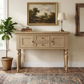 Chilton Wooden Console Table With 2 Doors 2 Drawers in Rustic