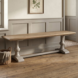 Chilton Wooden Dining Bench in Grey and Natural