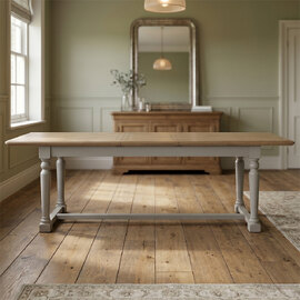 Chilton Wooden Extending Dining Table in Grey and Natural