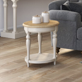 Chilton Wooden Round Side Table - Grey And Natural