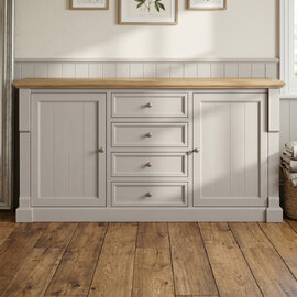 Chilton Wooden Sideboard With 2 Doors 4 Drawers in Grey And Natural