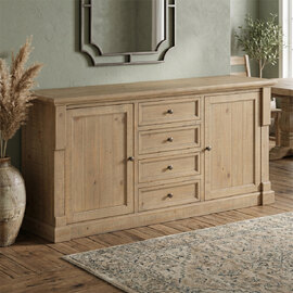 Chilton Wooden Sideboard With 2 Doors 4 Drawers in Rustic