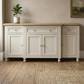 Chilton Wooden Sideboard With 4 Doors 3 Drawers in Grey And Natural