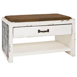 Chinle Textile Fabric Shoe Storage Bench In Lettering Motif