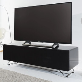 Chroma Medium High Gloss TV Stand With 1 Flip Door In Black