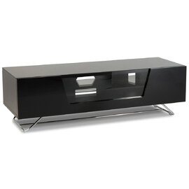 Chroma Medium High Gloss TV Stand With 1 Flip Glass Door In Black