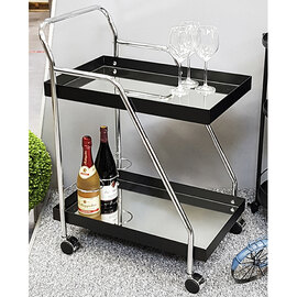 Chulavista Metal Drinks And Serving Trolley In Chrome And Black