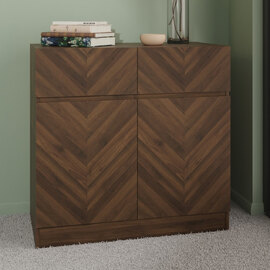 Ciana Wooden Sideboard With 2 Doors 2 Drawers In Royal Walnut