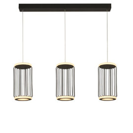Circolo LED 3 Light Cage Bar Pendant Light In Black And White