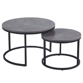 Citrus Grey Marble Effect Nesting Coffee Tables With Black Frame