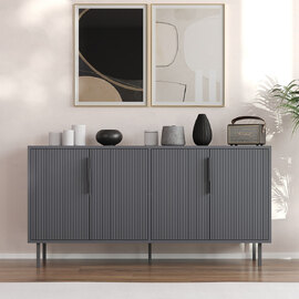Clara Wooden Sideboard with 4 Doors in Anthracite