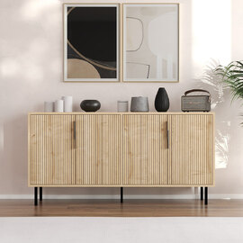 Clara Wooden Sideboard with 4 Doors in Sapphire Oak